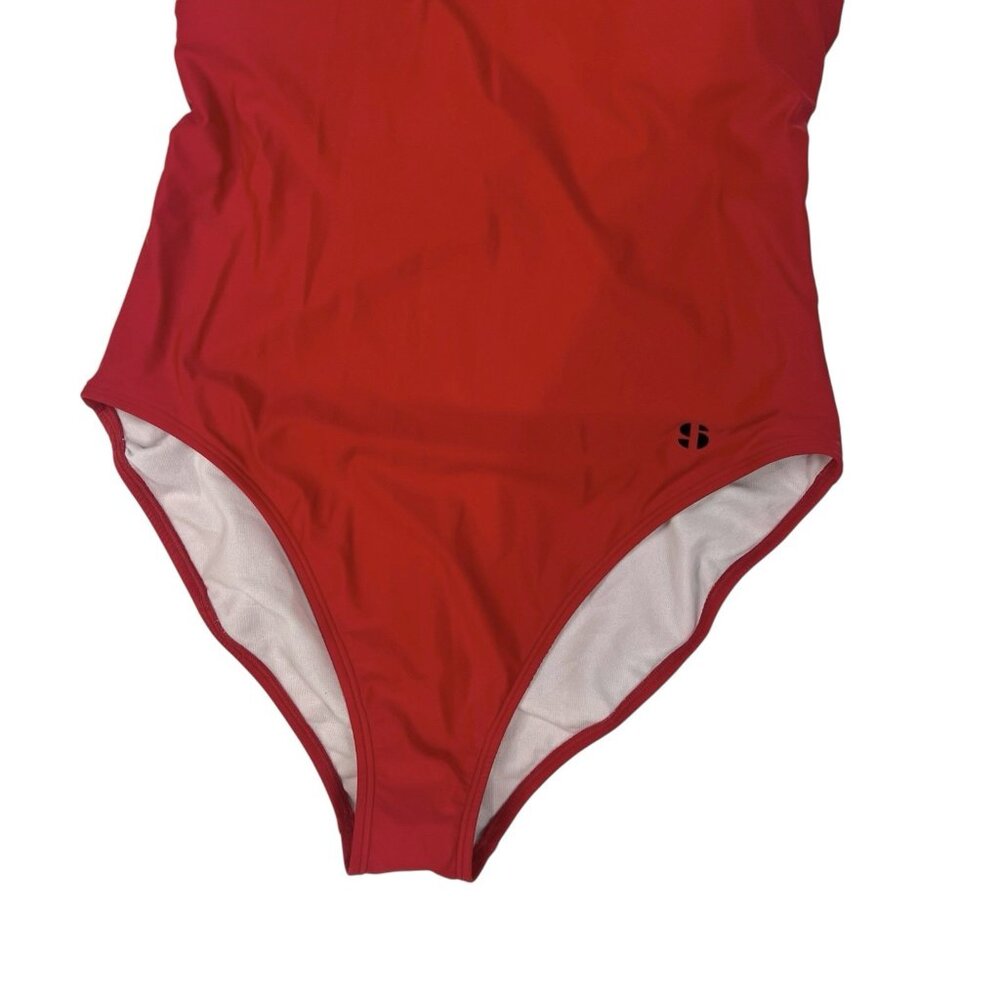 Sports Illustrated One Piece Swimsuit Size Large Red High Leg Racer T Strap Back - Picture 5 of 10